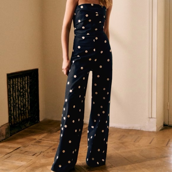 Sezane black Polka Dot Jumpsuit - Picture 1 of 2